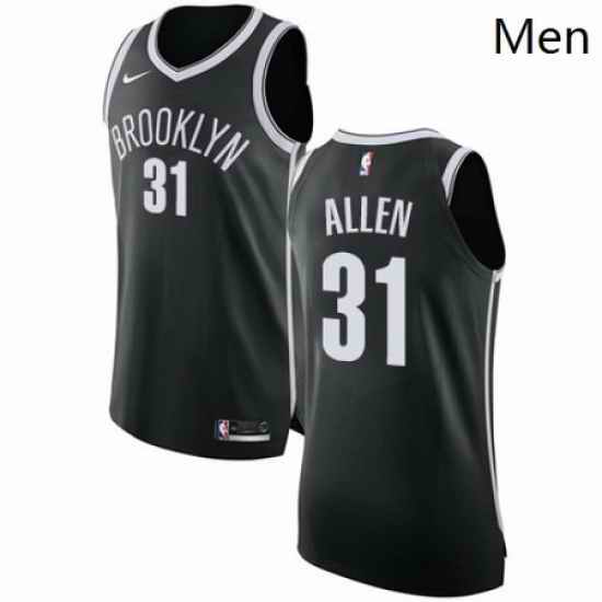 Mens Nike Brooklyn Nets 31 Jarrett Allen Authentic Black Road NBA Jersey Icon Edition